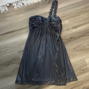 Morgan & Co. Shimmering Y2k Black Strapless prom Dress